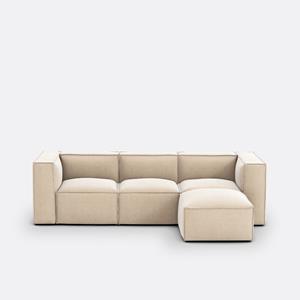 LA REDOUTE INTERIEURS Modulaire zetel, 3-zit en poef, vintage fluweel Seven