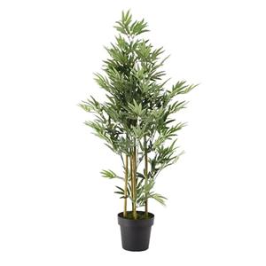Bellatio flowers & plants Groene bamboe kunstplant 125 cm in zwarte plastic pot -