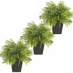 Bellatio flowers & plants Kunstplant Bamboe Bambuseae - 3x - groen - 25 cm - in pot -