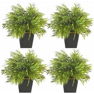 Bellatio flowers & plants Kunstplant Bamboe Bambuseae - 4x - groen - 25 cm - in pot -