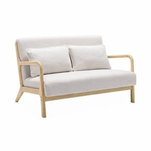 Sweeek  Scandinavische 2-zitsbank van hout en boucléstof