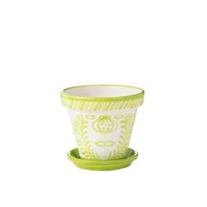 J-Line Flowerpot+Plate Granada Handmade+Painted Ceramic Green Large
