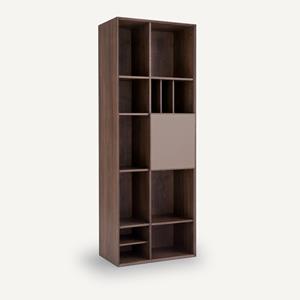 AM.PM Boekenkast in notenhout, deur in leer, Mikube