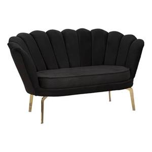 Mauro Ferretti Vienna Sofa van zwarte stof met gouden poten