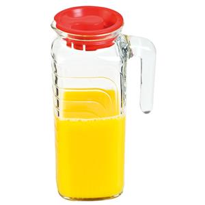 Bormioli Rocco Glazen kan Gelo met rode deksel; 1200ml, 8x22.5 cm (ØxH); transparant; rond; 6 stuk / verpakking