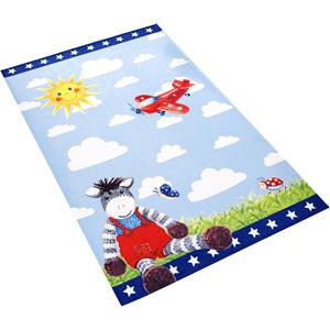 Babyglück Kindervloerkleed Babygeluk 710-11 Stofprint, motief wolken & ezel, zachte microvezel, kinderkamer