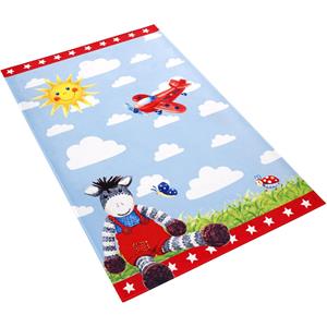 Babyglück Kindervloerkleed Babygeluk 710-11 Stofprint, motief wolken & ezel, zachte microvezel, kinderkamer