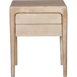 Giga Meubel  Nachtkastje Naturel Mangohout 60cm - 2 Lades - Berend