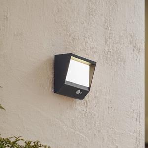 LUCANDE LED solar wandlamp Dava, 14 cm hoog, aluminium, sensor