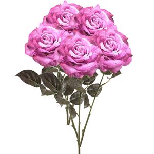 Emerald Kunstbloem roos Pascal - 5x - roze - 65 cm - decoratie bloemen -