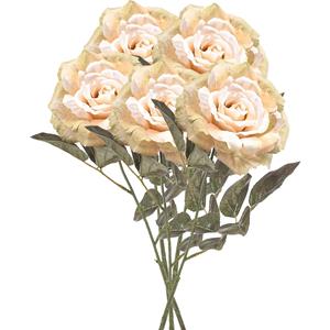 Emerald Kunstbloem roos Pascal - 5x - wit - 65 cm - decoratie bloemen -