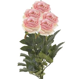 Emerald Kunstbloem roos Simone - 5x - roze - 73 cm - decoratie bloemen -