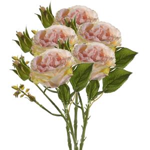 Emerald Kunstbloem roos Anne - 5x - perzik kleurig - cm - decoratie bloemen -