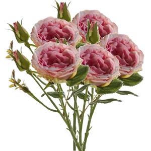Emerald Kunstbloem roos Anne - 5x - roze - cm - decoratie bloemen -