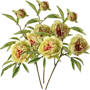TopArt Kunstbloem pioenroos Spring Dream - 3x - groen/roze - 73 cm - kunststof steel - decoratie -