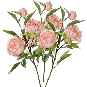 TopArt Kunstbloem pioenroos Spring Dream - 3x - licht roze - 73 cm - kunststof steel - decoratie -
