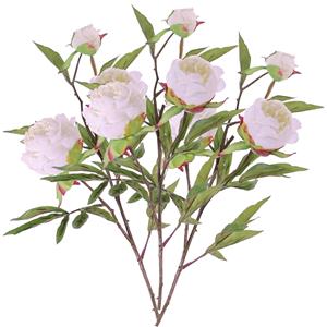 TopArt Kunstbloem pioenroos Spring Dream - 3x - wit - 73 cm - kunststof steel - decoratie -