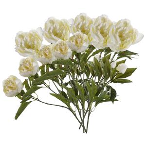 Emerald Kunstbloem pioenrozen tak - 5x - 3 bloemen - wit - 70 cm - decoratie -