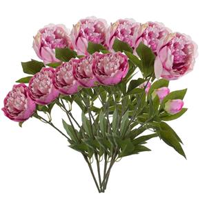 Emerald Kunstbloem pioenrozen tak - 5x - 3 bloemen - roze - 70 cm - decoratie -