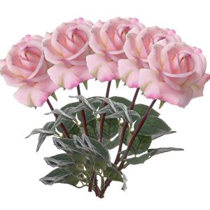 TopArt Kunstbloem roos Caroline - 5x - roze - 70 cm - zijde - kunststof steel - decoratie bloemen -