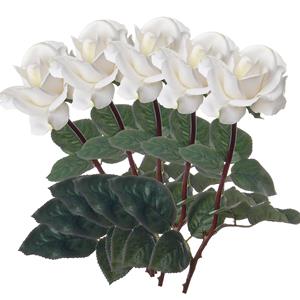 TopArt Kunstbloem roos Caroline - 5x - wit - 70 cm - zijde - kunststof steel - decoratie bloemen -