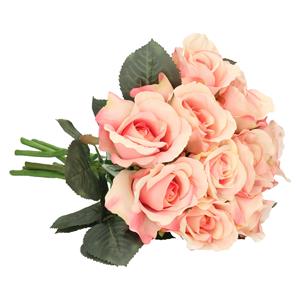 TopArt Kunstbloem - 10x - roos Alice - de luxe - roze - 30 cm - kunststof steel - decoratie -
