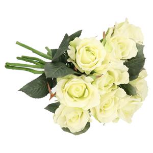 TopArt Kunstbloem roos Alice de luxe - 10x - wit - 30 cm - kunststof steel - decoratie -