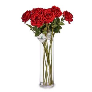 IBERGARDEN Kunstbloem Roos Elegance - 10x - dieprood - 63 cm - losse steel - Kunst zijdebloemen -