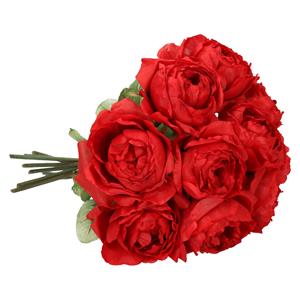 TopArt Kunstbloemen boeket roos Diana - 8x - rood - cm - kunststof steel - decoratie bloemen -