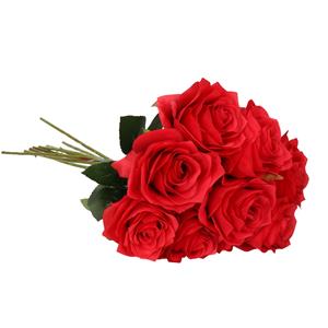 Emerald Kunstbloemen boeket roos Simone - 8x - rood - 45 cm - decoratie bloemen -