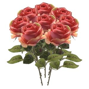 Emerald Kunstbloemen boeket roos Simone - 8x - roze - 45 cm - decoratie bloemen -