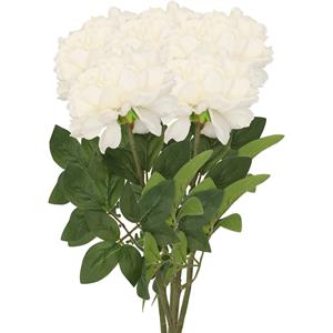 DK Design Kunstbloem pioenroos - 5x - creme - zijde - 71 cm - kunststof steel - decoratie bloemen -