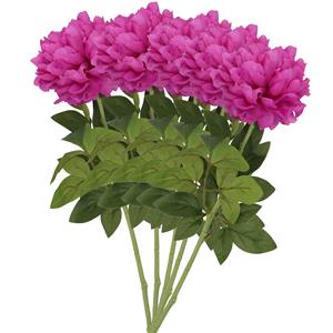 DK Design Kunstbloem pioenroos - 5x - paars - zijde - 71 cm - kunststof steel - decoratie bloemen -