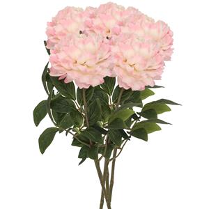 DK Design Kunstbloem pioenroos - 5x - zalm kleurig - zijde - 71 cm - kunststof steel - decoratie bloemen -