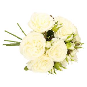TopArt Kunstbloemen boeket roos Little Joy - 8x - wit - cm - kunststof steel - decoratie bloemen -