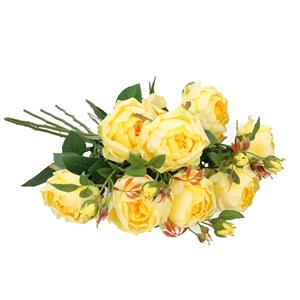 TopArt Kunstbloem roos Ariana - 5x - geel - 73 cm - kunststof steel - decoratie bloemen -
