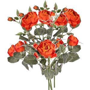 TopArt Kunstbloem roos Ariana - 5x - oranje - 73 cm - kunststof steel - decoratie bloemen -