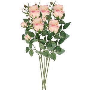 TopArt Kunstbloem roos Ariana - 5x - roze - 73 cm - kunststof steel - decoratie bloemen -