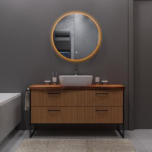 BES LED Badkamerspiegel met LED Verlichting en Verwarming 60cm - Afimera Luna - Randloos - Wandspiegel Rond - Touch Bediening - Dimbaar - Aanpasbare Lichtkleur