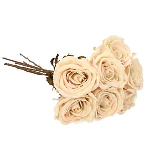 TopArt Kunstbloemen boeket roos Calista - 8x - wit creme - 66 cm - kunststof steel - decoratie bloemen -
