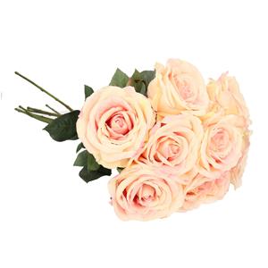 TopArt Kunstbloemen boeket roos Nova - 8x - lichtroze - 75 cm - kunststof steel - decoratie bloemen -