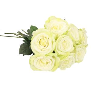 TopArt Kunstbloemen boeket roos Nova - 8x - warm wit - 75 cm - kunststof steel - decoratie bloemen -