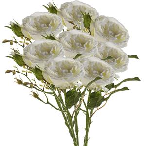 Emerald Kunstbloemen boeket roos Anne - 8x - creme - cm - decoratie bloemen -