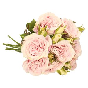 Emerald Kunstbloemen boeket roos Anne - 8x - paars - cm - decoratie bloemen -