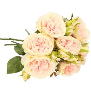 Emerald Kunstbloemen boeket roos Anne - 8x - perzik kleurig - cm - decoratie bloemen -