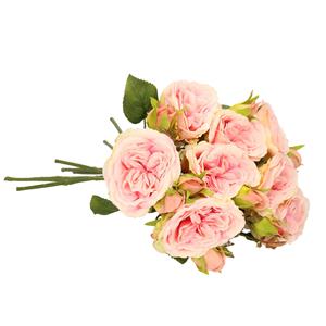 Emerald Kunstbloemen boeket roos Anne - 8x - roze - cm - decoratie bloemen -