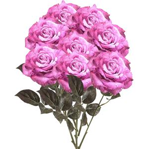 Emerald Kunstbloemen boeket roos Pascal - 8x - roze - 65 cm - decoratie bloemen -