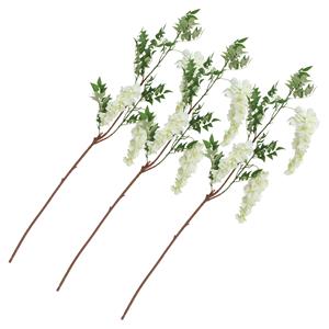 Chaks Blauweregen/wisteria - 3x - kunstbloemen - wit - 110 cm - kunstplanten/kunsttakken -