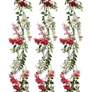 Bellatio flowers & plants 3x Roze/witte kunsttak kunstplanten slingers 180 cm -