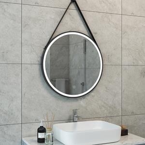 Wiesbaden Cinto Badkamerspiegel met LED - Dimbaar - Spiegelverwarming - Rond - Band - 60cm - Mat Zwart
